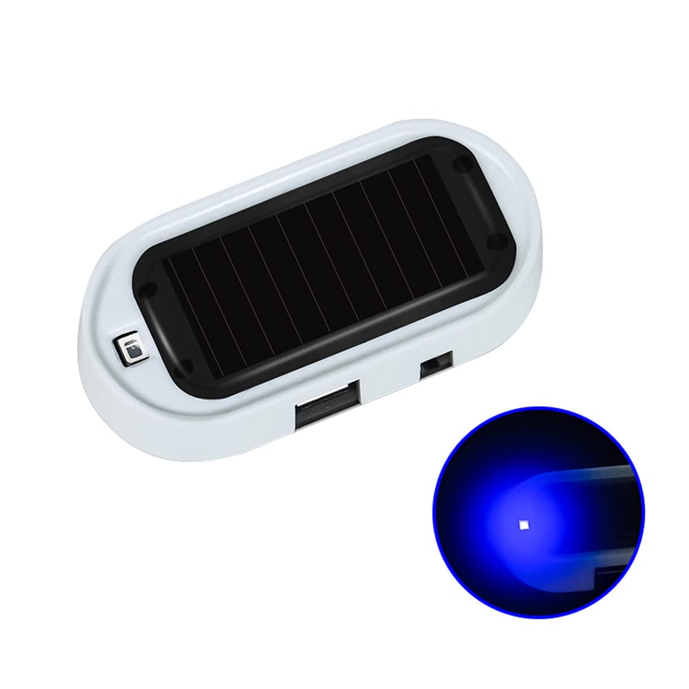 Solar Powered LED Flashing Alarm Light - Blue Dummy Warning Light for Cars, Trucks & SUVs | Auto Security & Theft Deterrent | Perfect for Parking Lots, Garages & Driveways