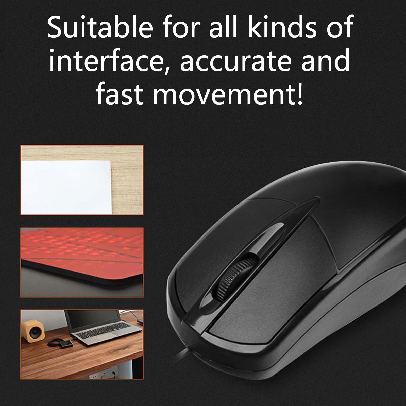 FUXIU USB Gaming Mouse - 1000DPI Ergonomic Optical Computer Mouse with 3 Buttons for PC, Laptop, Notebook | Perfect for Gaming, Office Work & Home Use