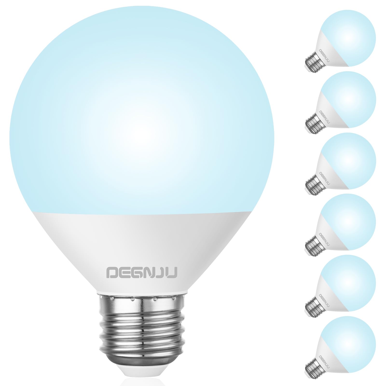LED Vanity Light Bulbs 60W Equivalent 5000K Daylight White - 7W G25 Globe Bulbs for Bathroom Makeup Mirror (800 Lumens, Non-Dimmable, 120V, 6-Pack) - Perfect for Vanity Dressing Table, Spa Lighting & Home Decoration