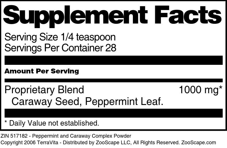 Peppermint and Caraway Complex Powder - 1 oz (ZIN: 517182) | Digestive Support & Natural Flavor Enhancer for Tea, Baking & Herbal Remedies