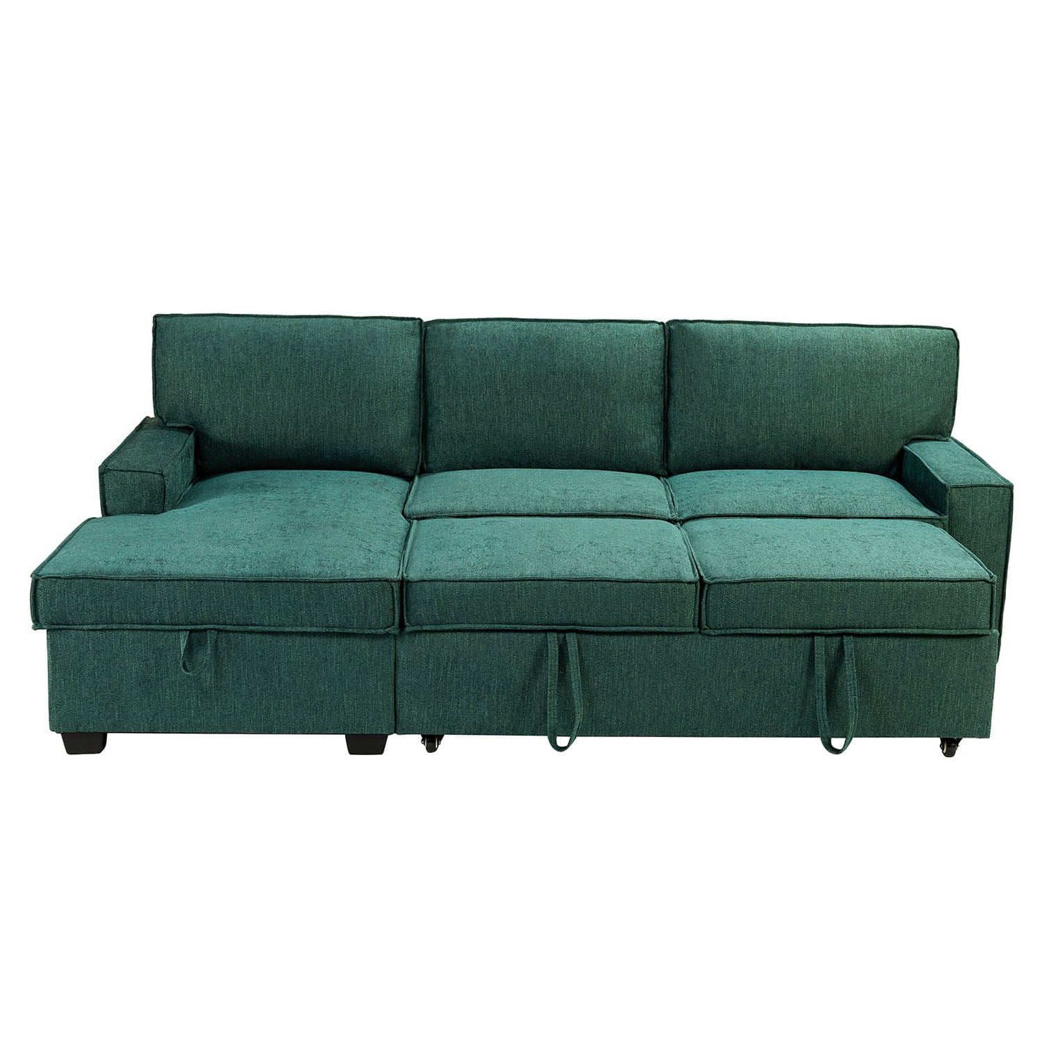 Sendera Upholstered Pull Out Sleeper Sofa & Chaise with Storage (Right) - Convertible Sectional Couch for Small Spaces - Perfect for Guest Room, Living Room & Studio Apartments