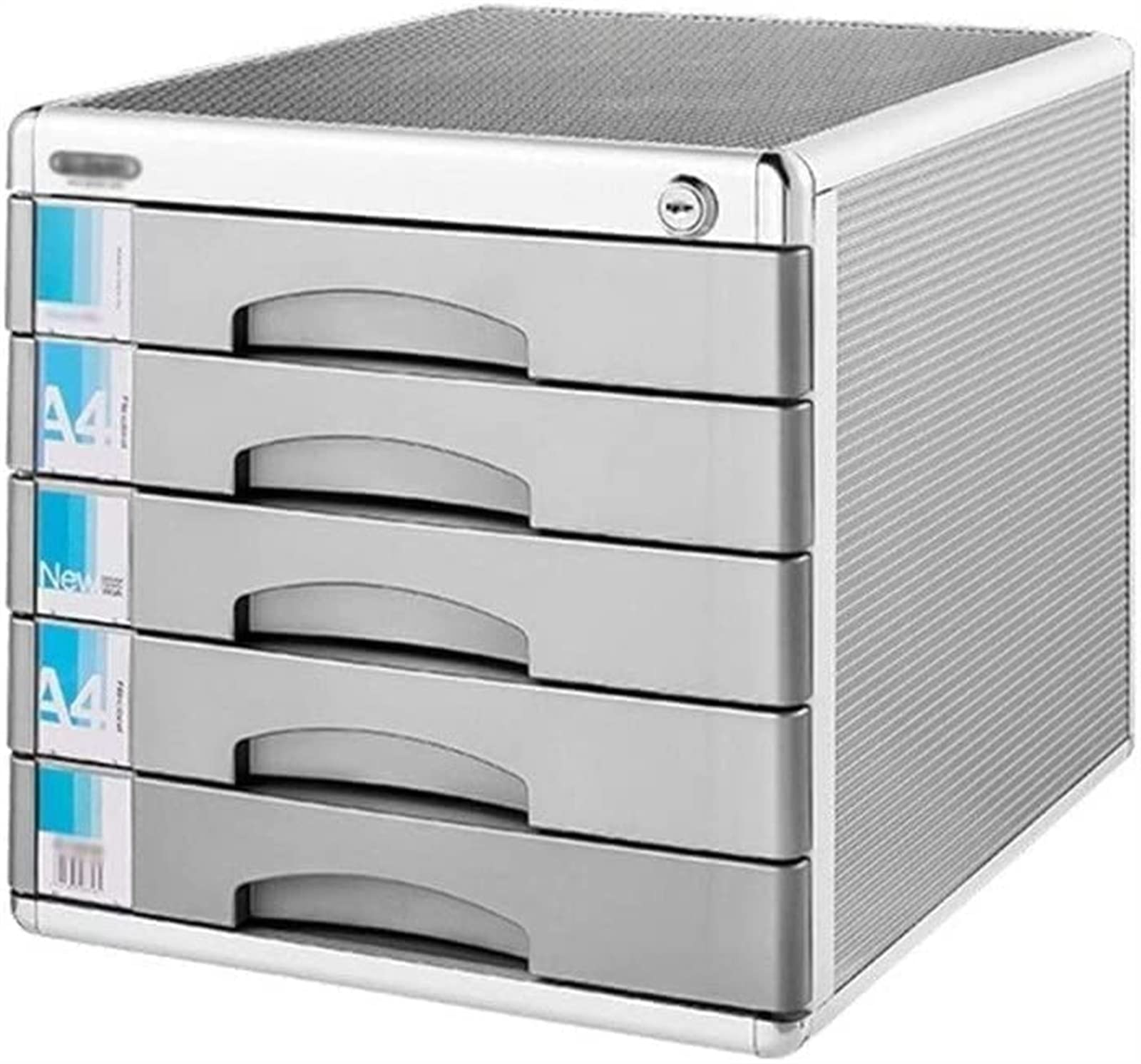5-Layer Lockable File Cabinet - Aluminum Alloy Home Office Storage Drawer Organizer with Blank Labels | Perfect for Document Organization, Office Supplies & Small Space Storage Solutions