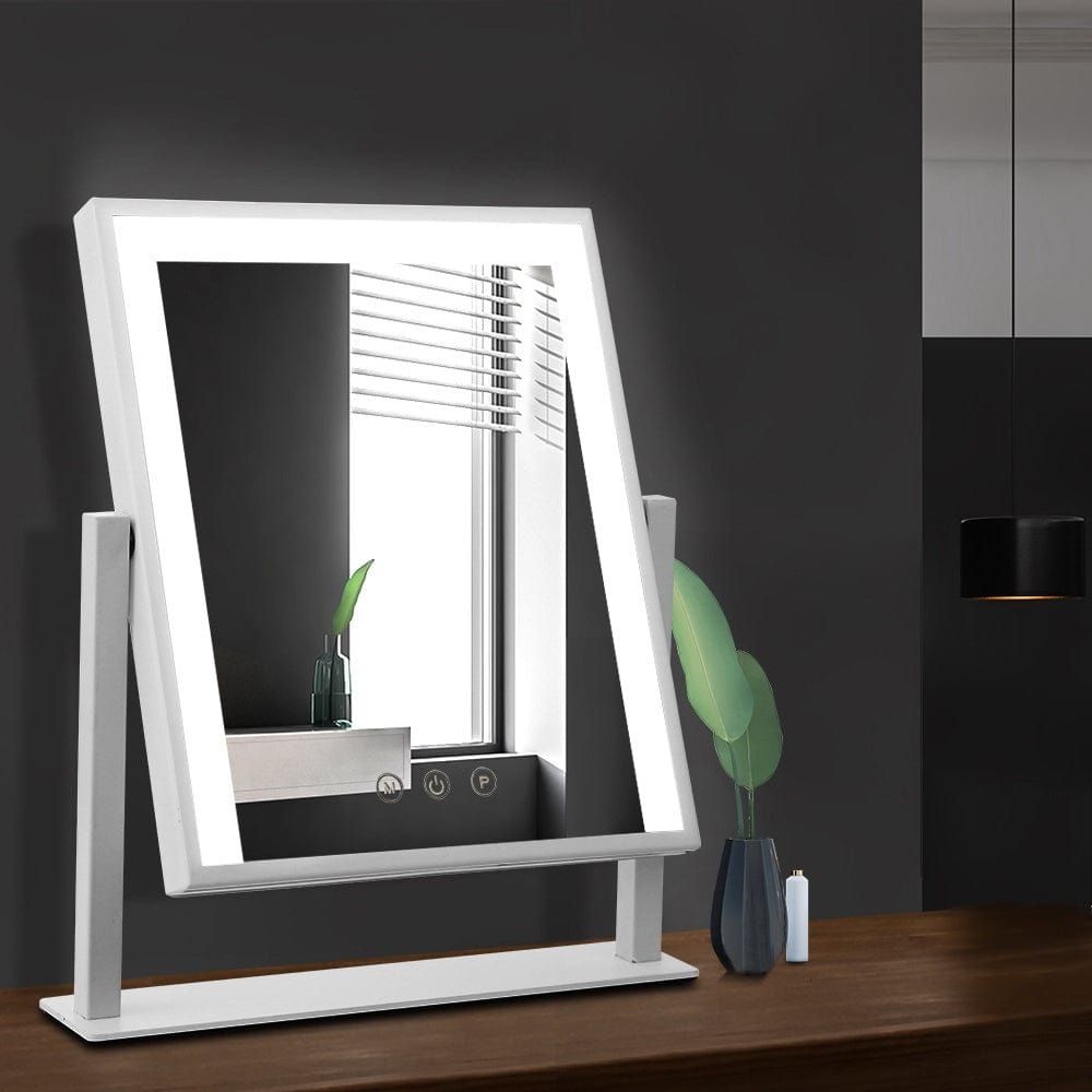 Embellir 30x40cm LED Lighted Makeup Mirror - Adjustable Standing Vanity Mirror with Brightness Control for Professional Makeup & Skincare - Perfect for Home, Salon, and Travel Use