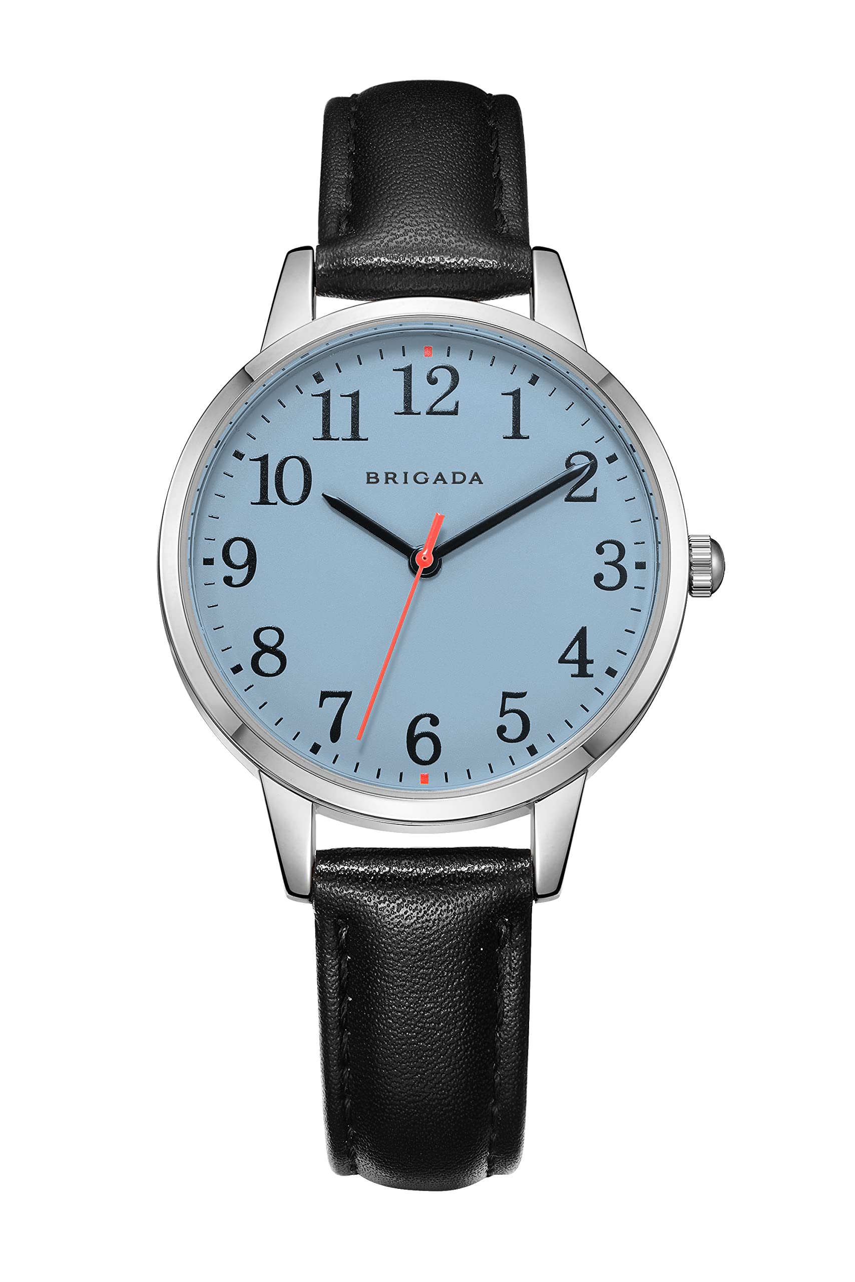 Elegant BRIGADA Women's Watch with Genuine Leather Band - Waterproof Ladies Wristwatch for Business, Casual & Special Occasions