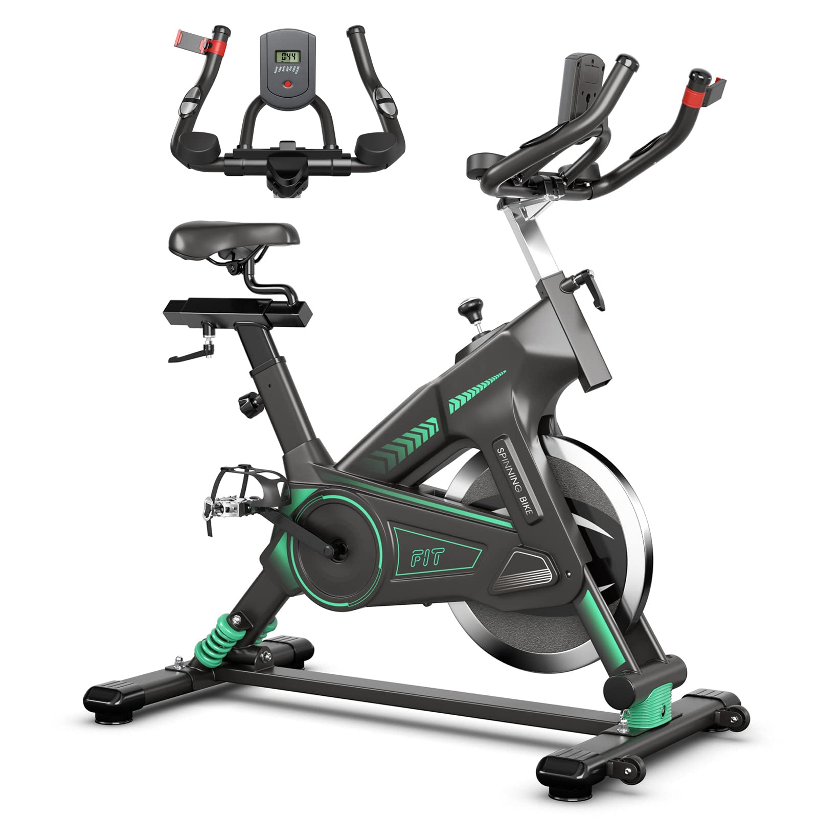 Goplus Indoor Cycling Bike - Adjustable Stationary Exercise Bike with LCD Monitor, Device Holder & Comfortable Seat - Home Gym Cardio Equipment for Weight Loss & Fitness Training - Perfect for Small Spaces & Apartment Workouts