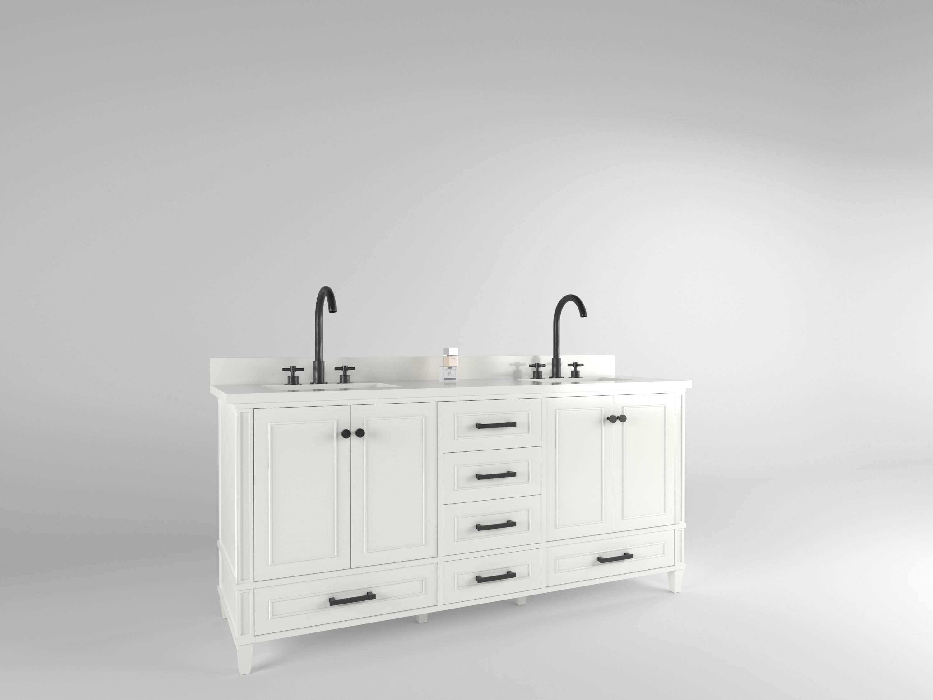 Windsor 71.5 Inch Solid Wood White Bathroom Vanity Cabinet Only - Perfect for Modern & Farmhouse Bathroom Remodels