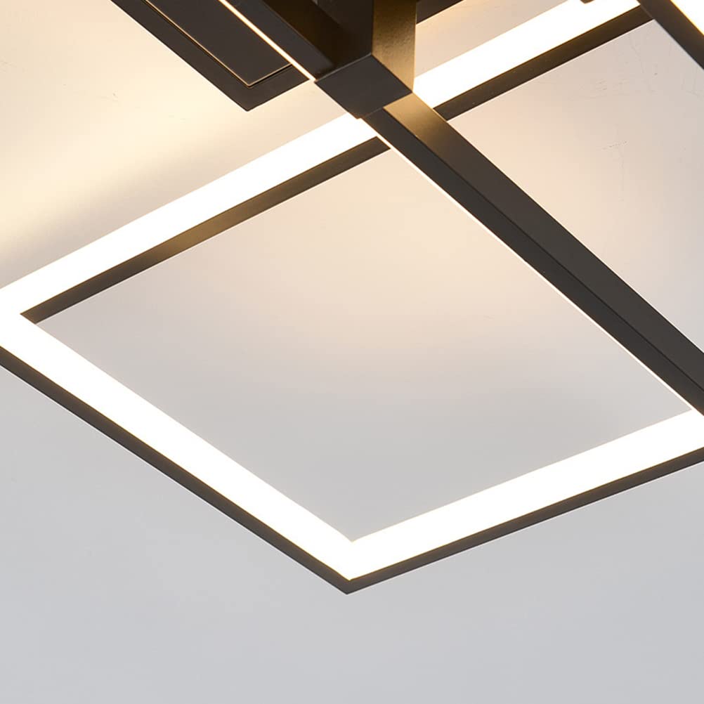Dimmable LED Ceiling Light with Remote Control - Modern Square Acrylic Shade Hanging Lamp for Living Room, Bedroom, Kitchen & Dining Room Decor (31.5 Inch, Black) | Perfect for Ambient Lighting in Homes, Restaurants and Office Spaces