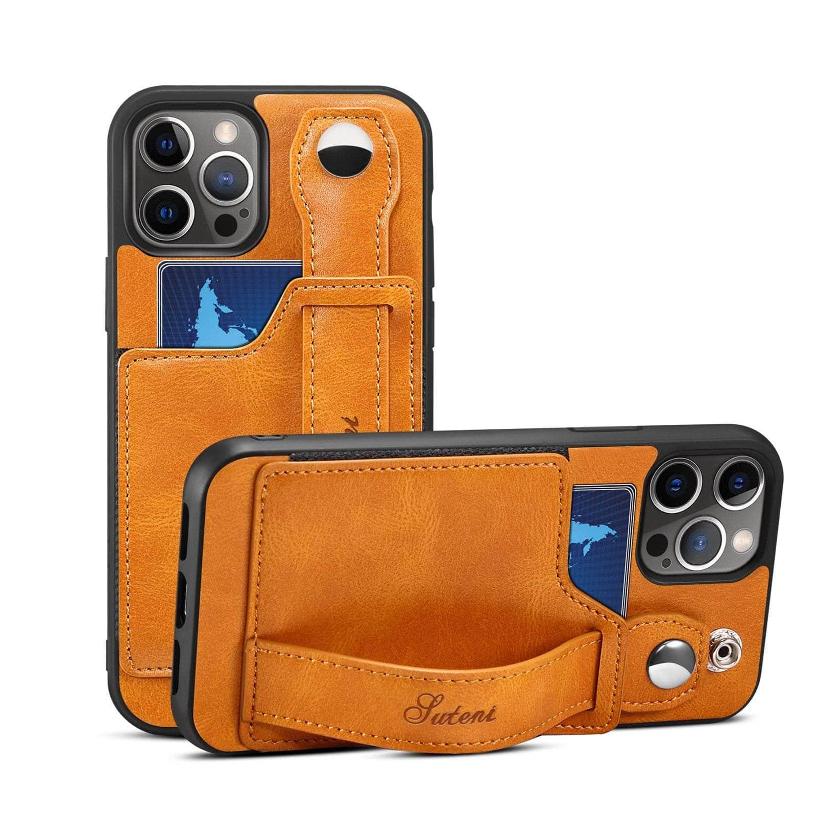Premium Suteni Genuine Leather Case for iPhone 13 Pro Max - Slim Protective Card Holder Wallet Cover | Perfect for Business, Travel & Everyday Use