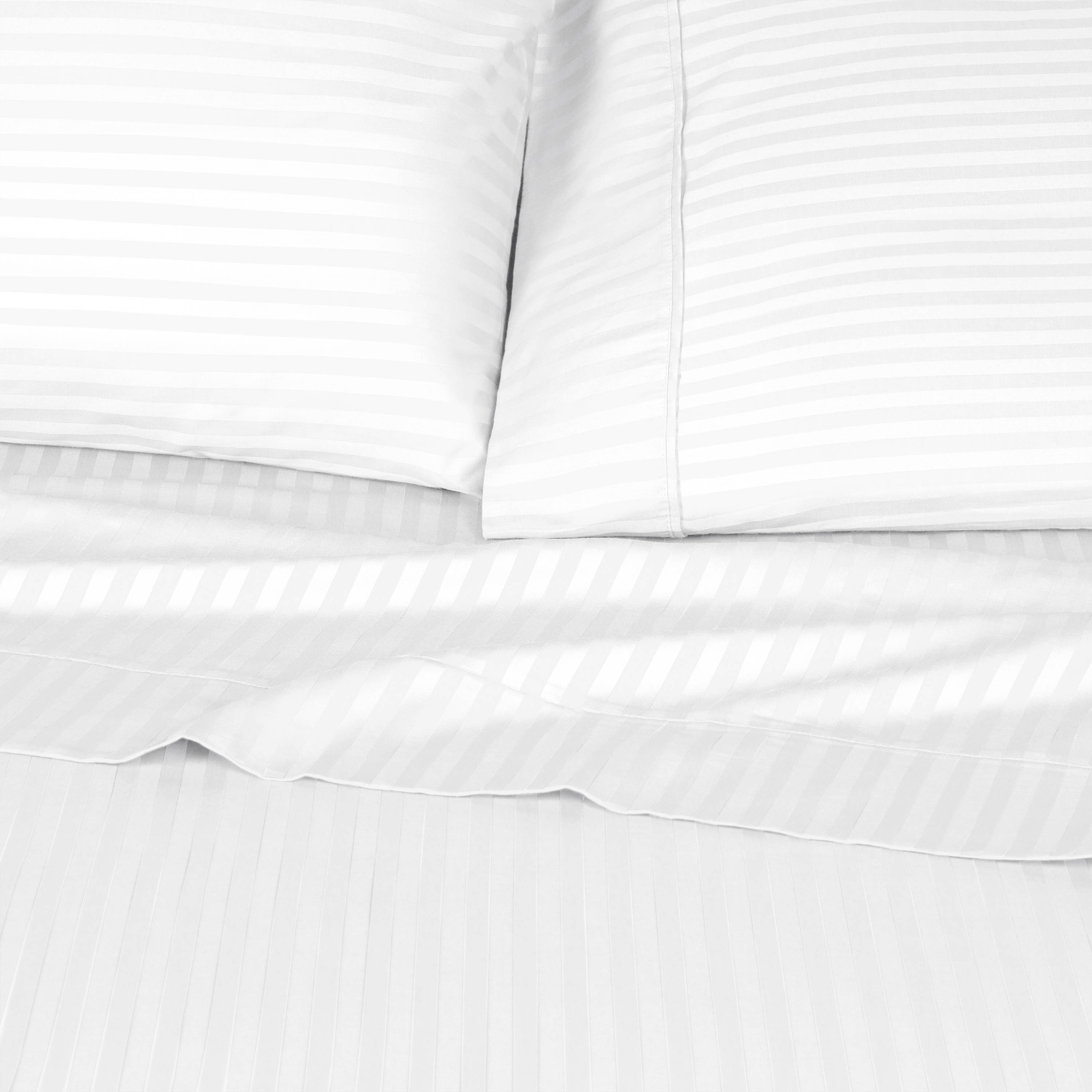 Premium 300 Thread Count Egyptian Cotton Sheet Set - Deep Pocket, Striped Design for Ultimate Comfort & Luxury - Perfect for Master Bedrooms, Guest Rooms & Hotels