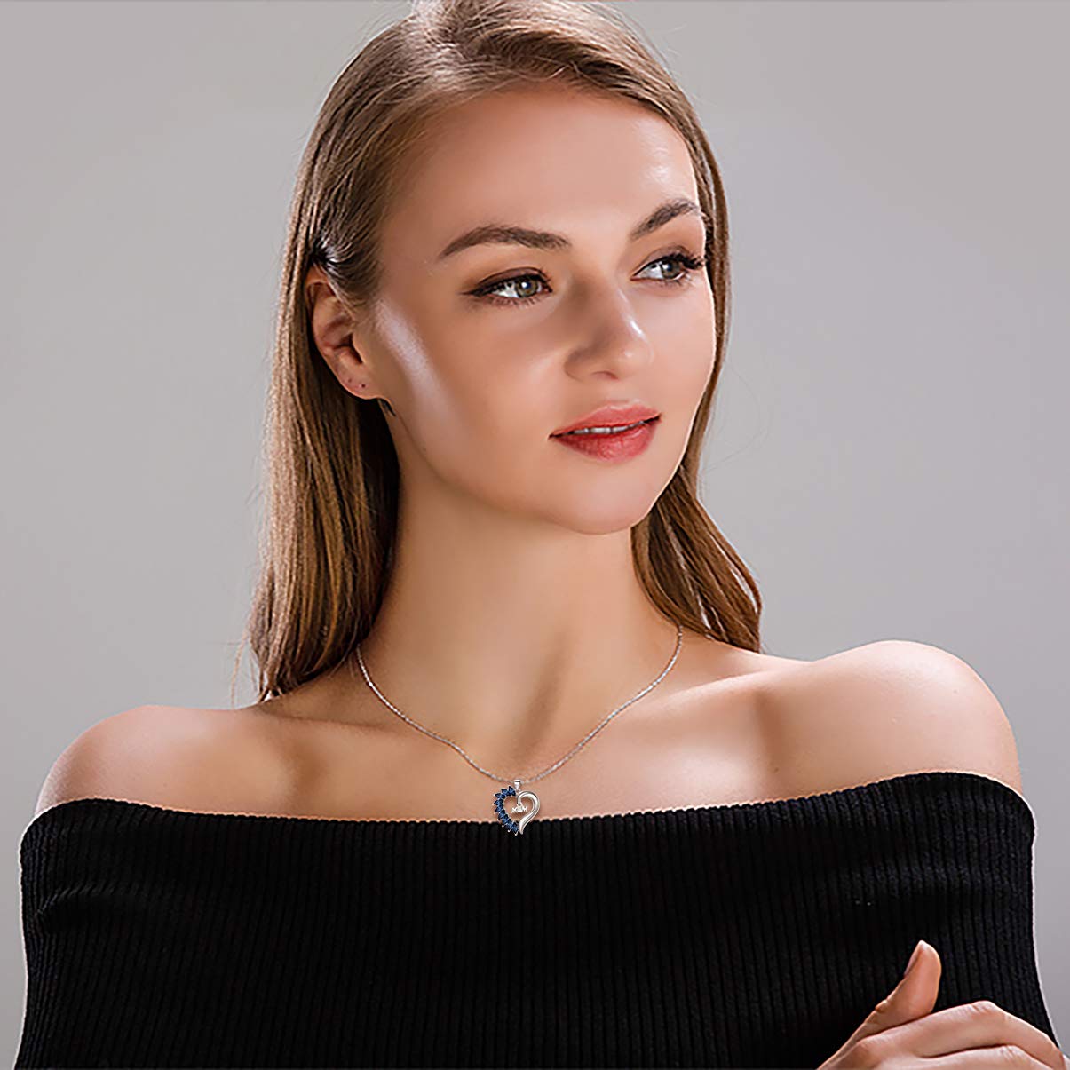 Flyonce Mother's Day Jewelry Gifts for Mom - Sterling Silver Heart Pendant Necklace with Birthstone | Thoughtful Present for Birthday, Anniversary & Special Occasions | Perfect for Everyday Wear & Romantic Date Nights