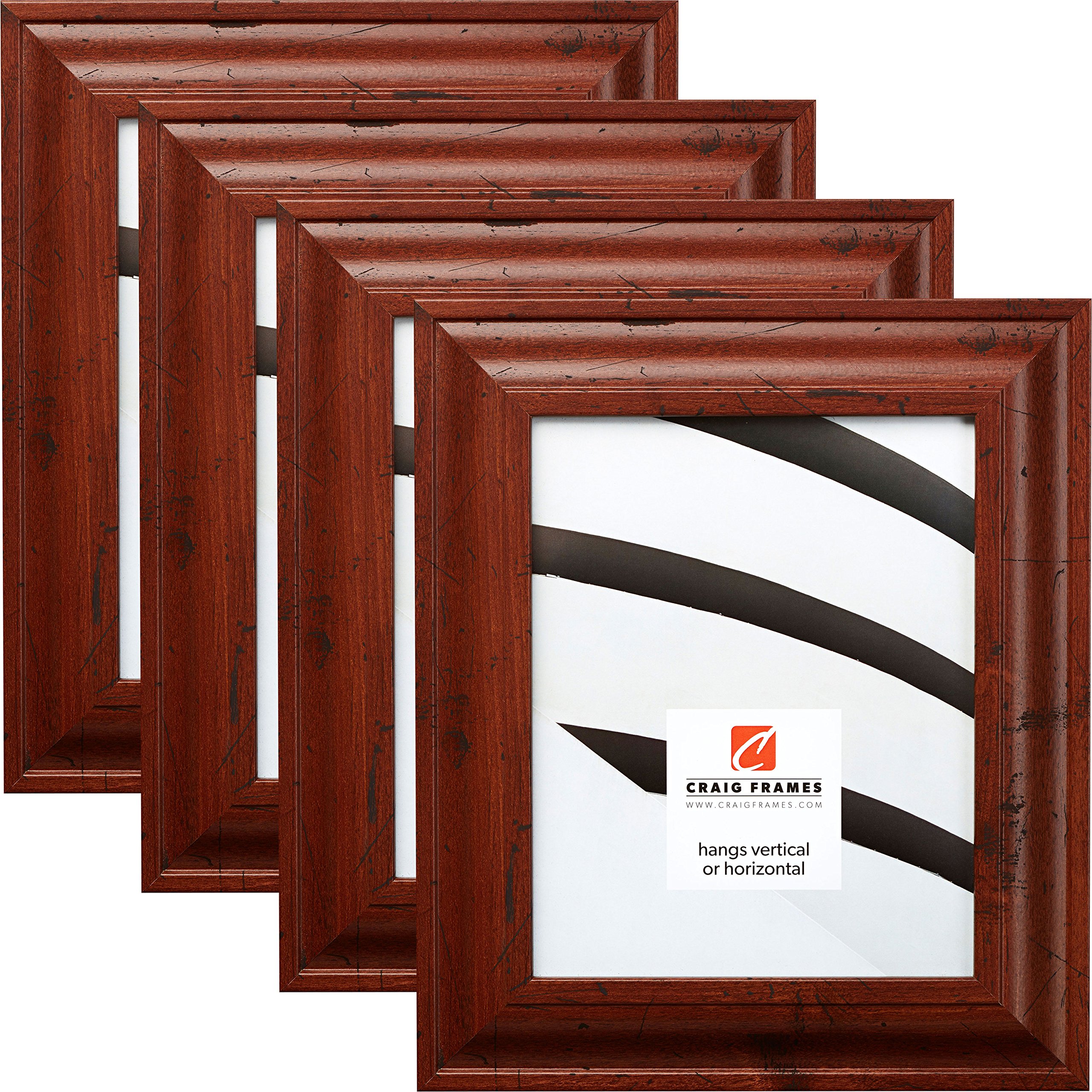 Craig Frames 76004 12x12 Inch Rustic Brown Picture Frame Set of 4 - Perfect for Wall Gallery, Home Decor & Photo Displays