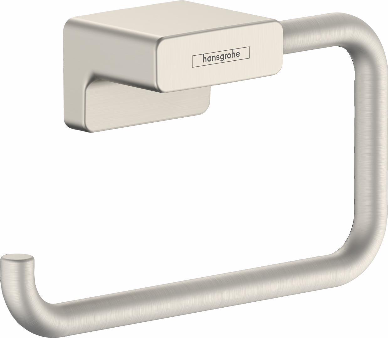 AddStoris Brushed Nickel Toilet Paper Holder 41771820 by Hansgrohe - Modern Bathroom Tissue Roll Stand for Home & Commercial Use