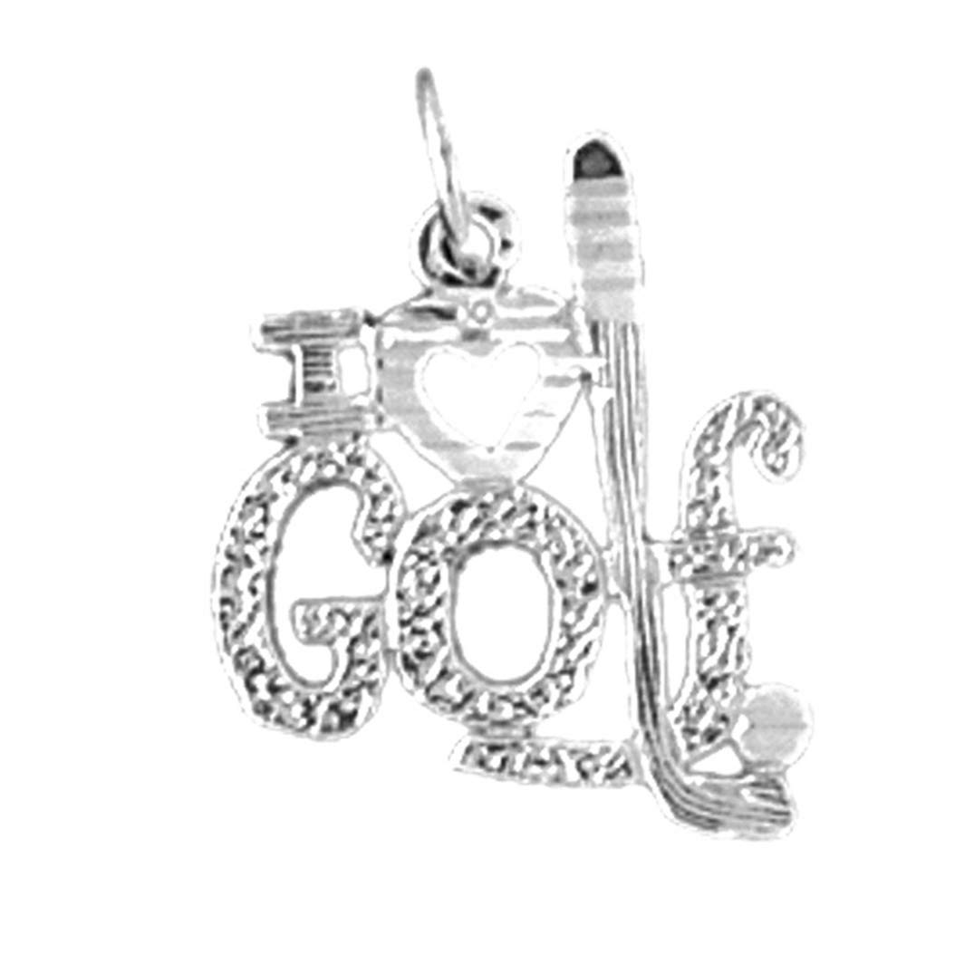 925 Sterling Silver I Love Golf Pendant Necklace - 20mm Golf Jewelry Gift for Women & Men | Perfect for Golf Lovers, Players & Tournament Gifts