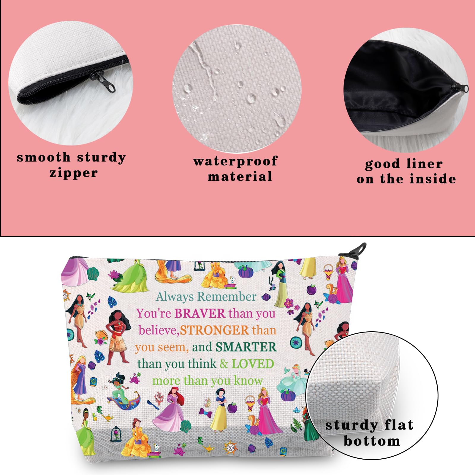 JNIAP Magical Princess Cosmetic Bag - Fairy Tale Themed Makeup Pouch for Kids & Teens | Perfect Birthday Gift for Daughters, Princess Lovers | Great for Travel, School & Party Makeup Storage