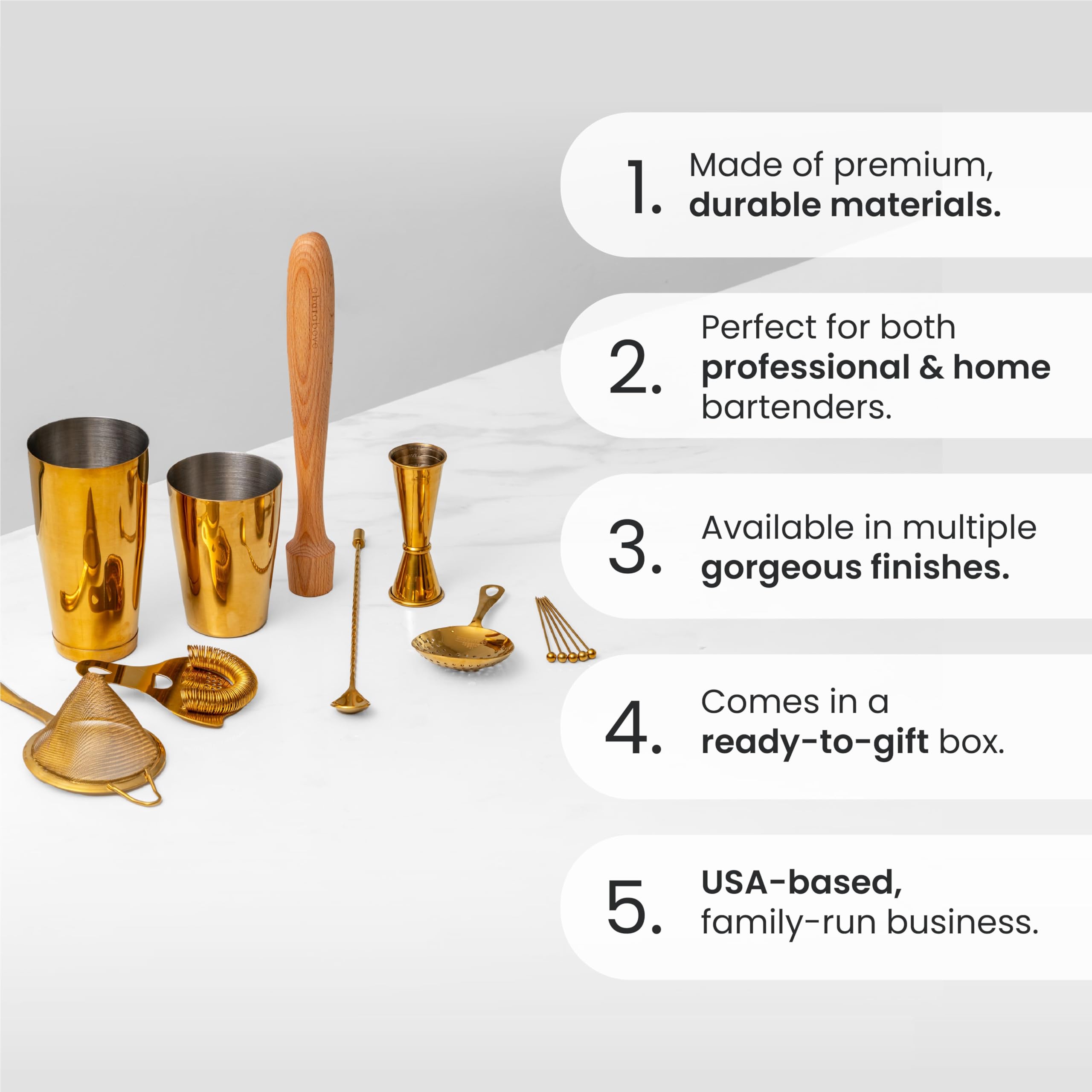 Premium 14-Piece Professional Bartender Kit - Stainless Steel Cocktail Shaker Set with Jigger, Strainers & Bar Tools - Perfect Home Bar Accessories & Mixology Gift for Cocktail Enthusiasts - Ideal for Home Entertaining, Parties & Bartending Practice