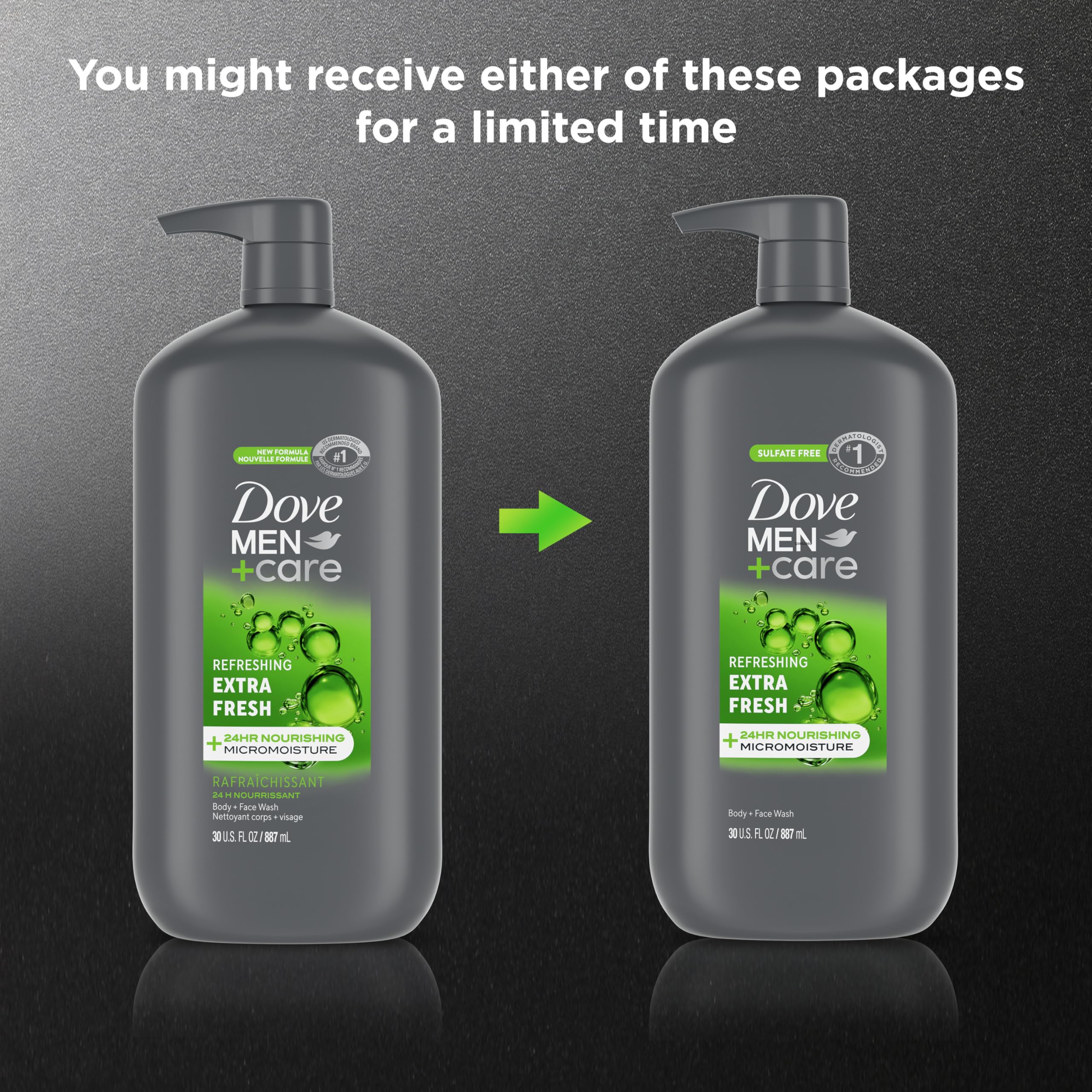 Dove Men+Care Refreshing Extra Fresh Body and Face Wash for Men - 24-Hour Hydration with Micromoisture Technology - 30 oz - Perfect for Gym, Travel & Daily Shower Routine