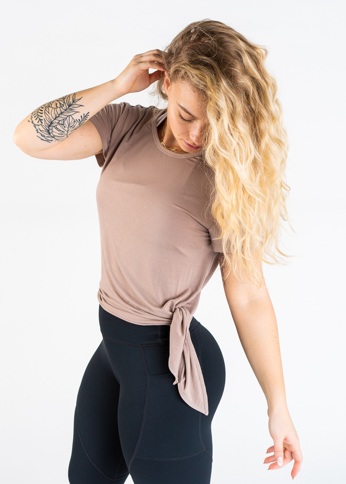 Side Tie T-Shirt for Women | Trendy Clay Color Casual Tee | Perfect for Summer Outfits, Beachwear & Everyday Fashion