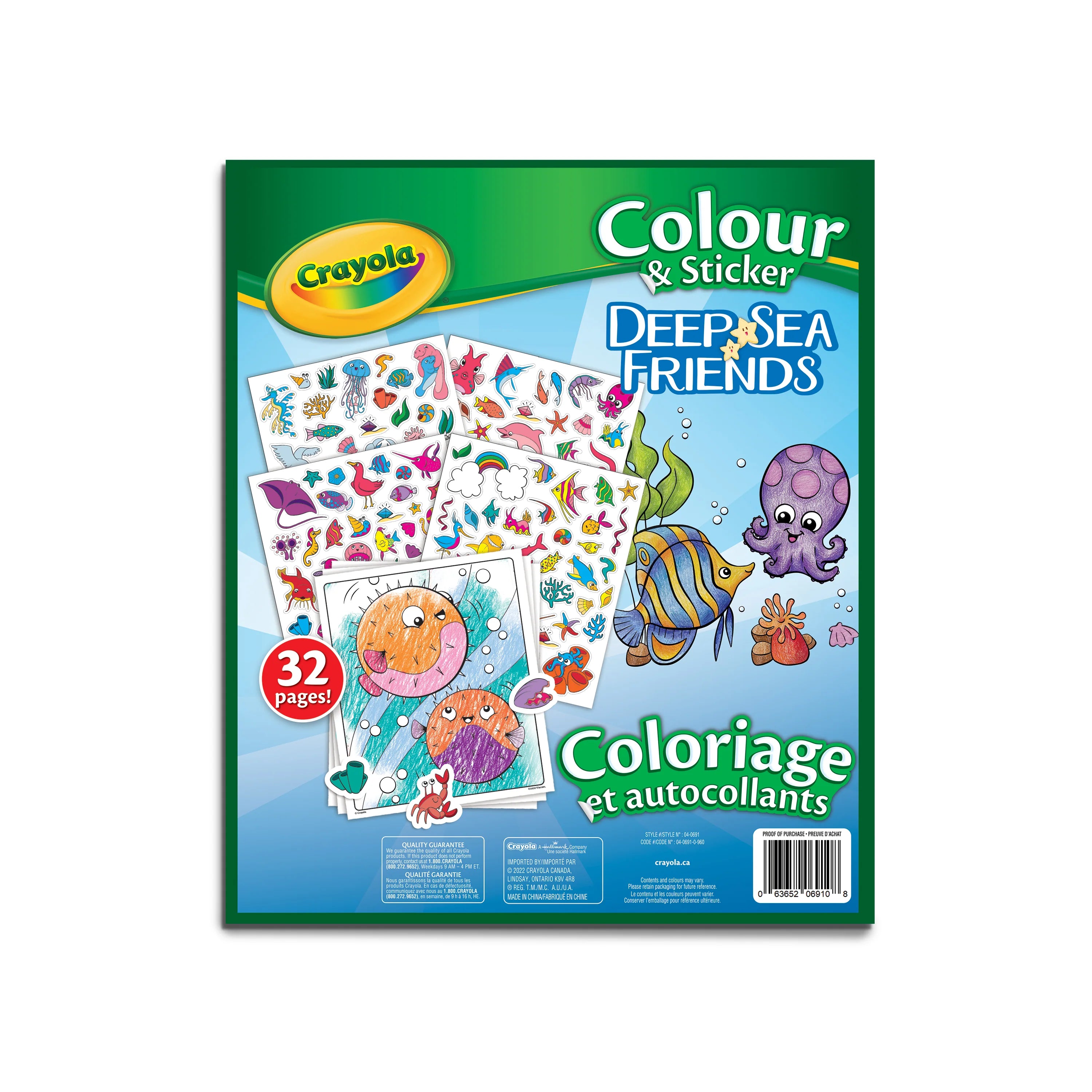 Deep Sea Friends Coloring & Sticker Book for Kids - Ocean Animal Activity Book with 50+ Stickers - Perfect for Travel, Birthday Gifts & Classroom Fun