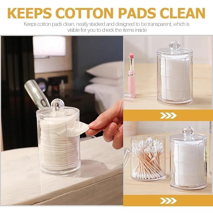 Vroxy Clear Acrylic Cosmetic Cotton Storage Box - Makeup Remover Cotton Pad Dispenser Holder for Bathroom, Vanity & Dressing Table | Organize Beauty Essentials & Skincare Products (1 Piece) - Perfect for Daily Makeup Routine & Spa Nights