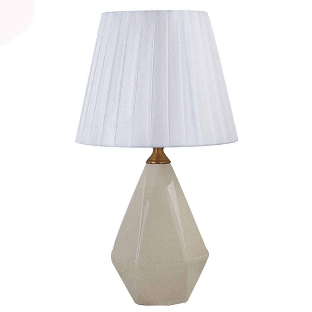 Modern Ceramic Nightstand Lamp - White Irregular Geometric Design with Button Switch - Perfect for Bedroom, Living Room & Office Desk Lighting