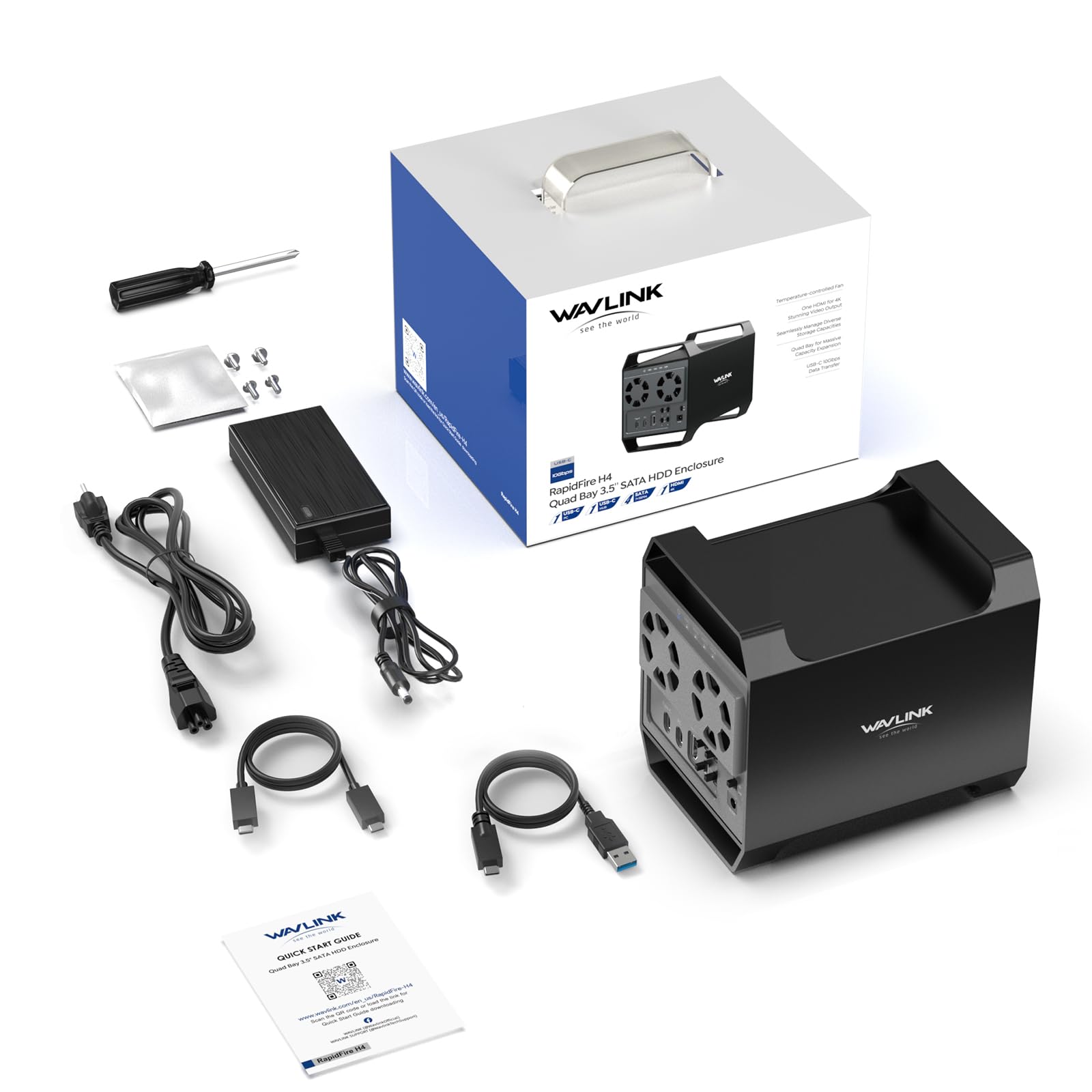 WAVLINK 4-Bay USB 3.2 Hard Drive Enclosure for 3.5