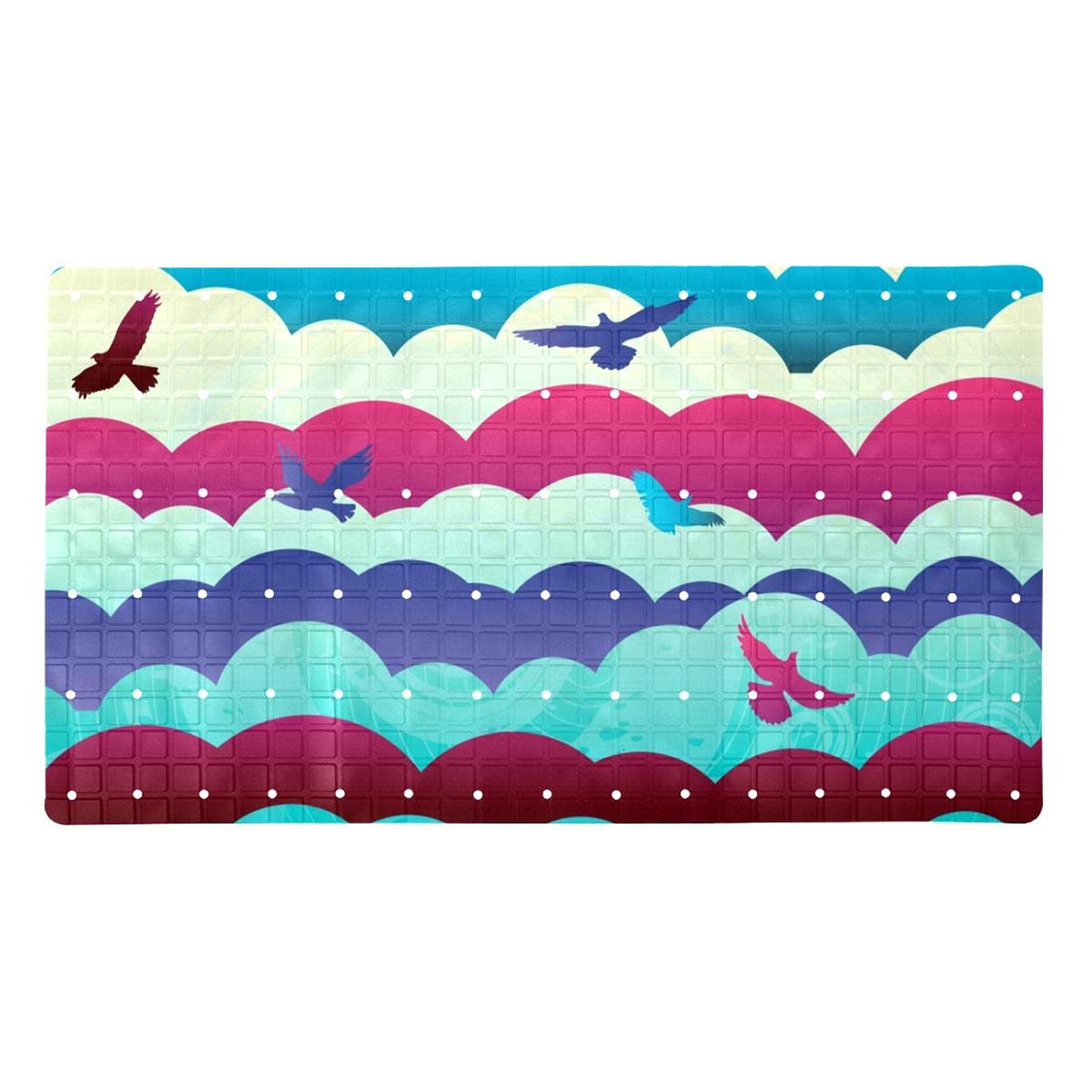 SkyLong 15.7x27.9 Inches Non-Slip Bath Mat with Drain Holes & Suction Cups - Extra Large Shower Mat for Adults, Bathroom Floor Mat for Wet Areas, Anti-Fatigue Kitchen Mat
