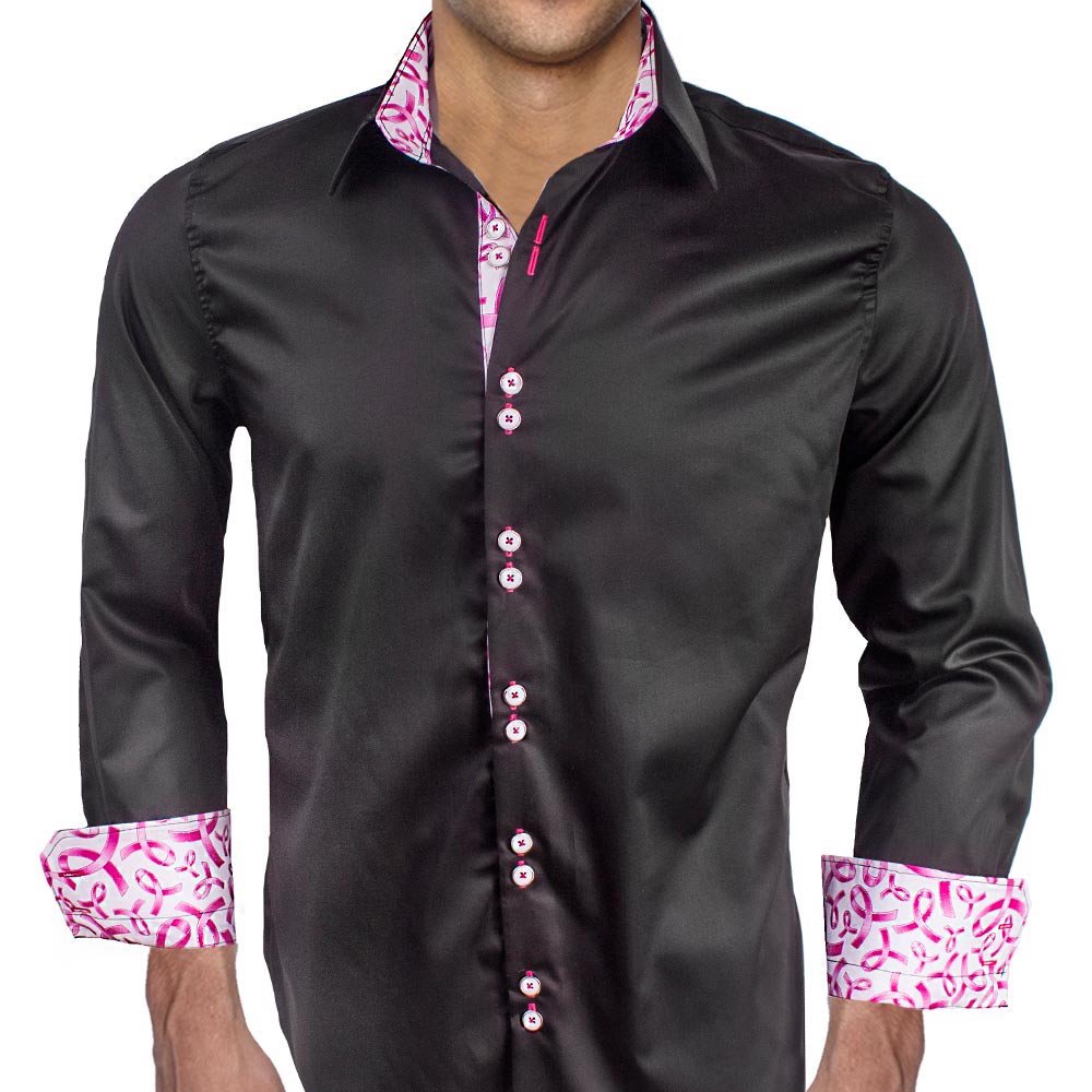 Men's Breast Cancer Awareness Dress Shirts | Premium Designer Button-Up Shirts Made in USA | Perfect for Charity Events, Office Wear & Supportive Fashion