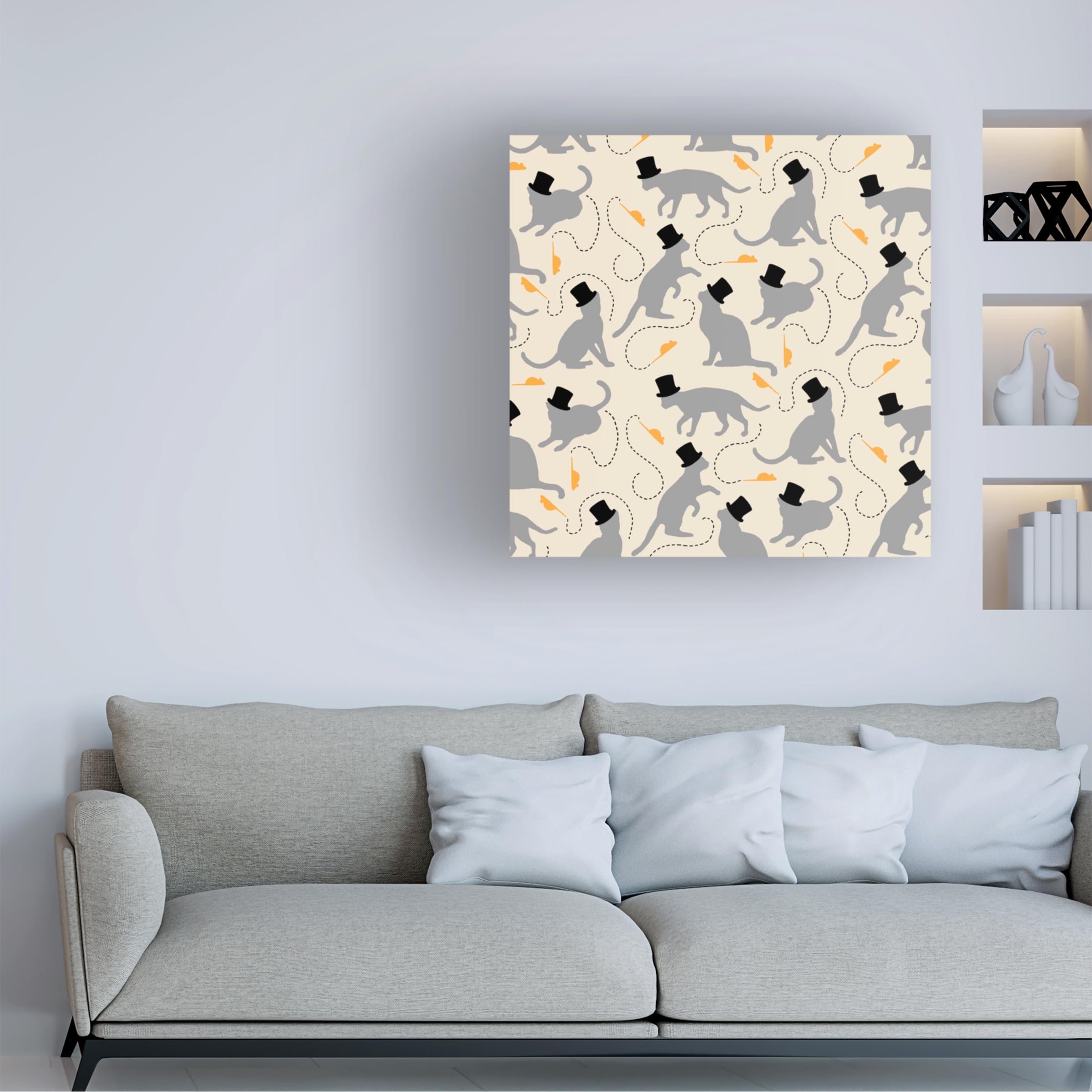 Sophisticated Kitties Canvas Wall Art by Trademark Fine Art - Elegant Cat Painting for Living Room, Bedroom & Office Decor