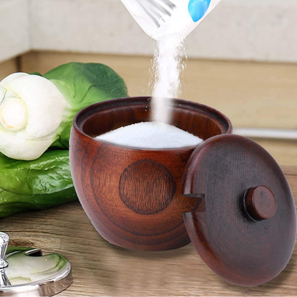 Premium Solid Wood Sugar Bowl with Spoon and Lid - Airtight Kitchen Storage Organizer for Spices, Coffee, Tea - Perfect for Pantry, Dining Table & Gift Giving