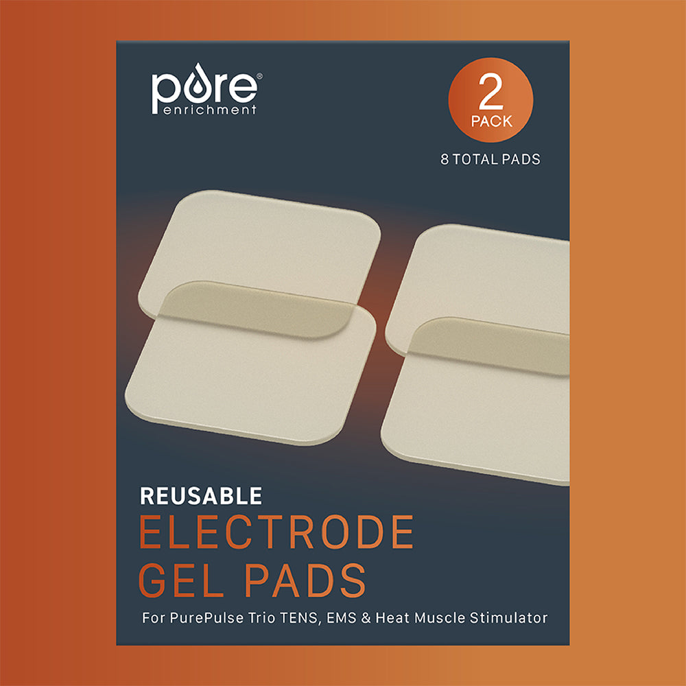 PurePulse™ Trio Reusable Electrode Gel Patches - 2 Pack (8 Patches) for TENS Units & Muscle Stimulators - Pain Relief Therapy for Back, Neck & Shoulders