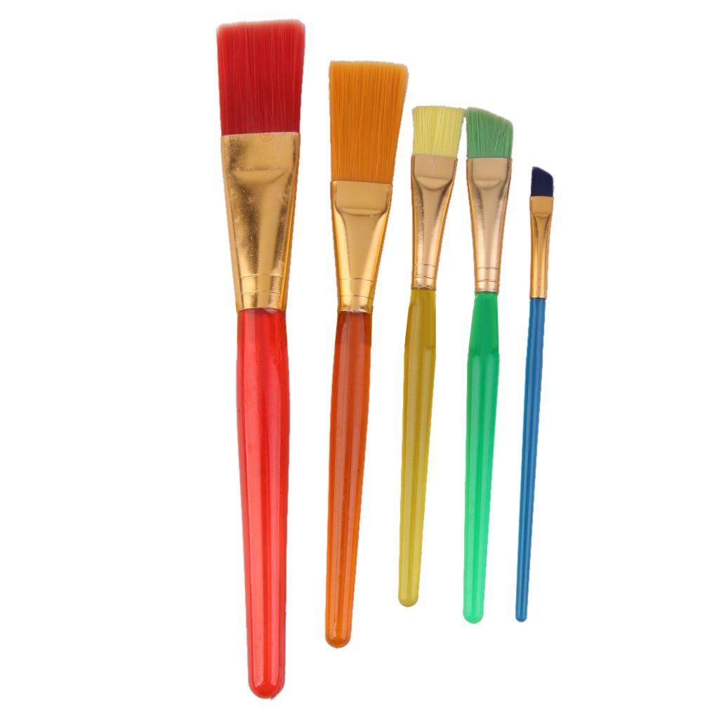 5-Piece Kids Craft Nylon Paint Brushes Set - Multicolor Assorted for Painting, DIY Art Projects & School Activities