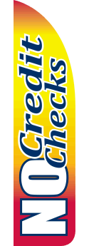 Feather Flag Banner for Sidewalk Advertising - No Credit Checks (Flag Only) | Perfect for Outdoor Events, Grand Openings & Sales Promotions
