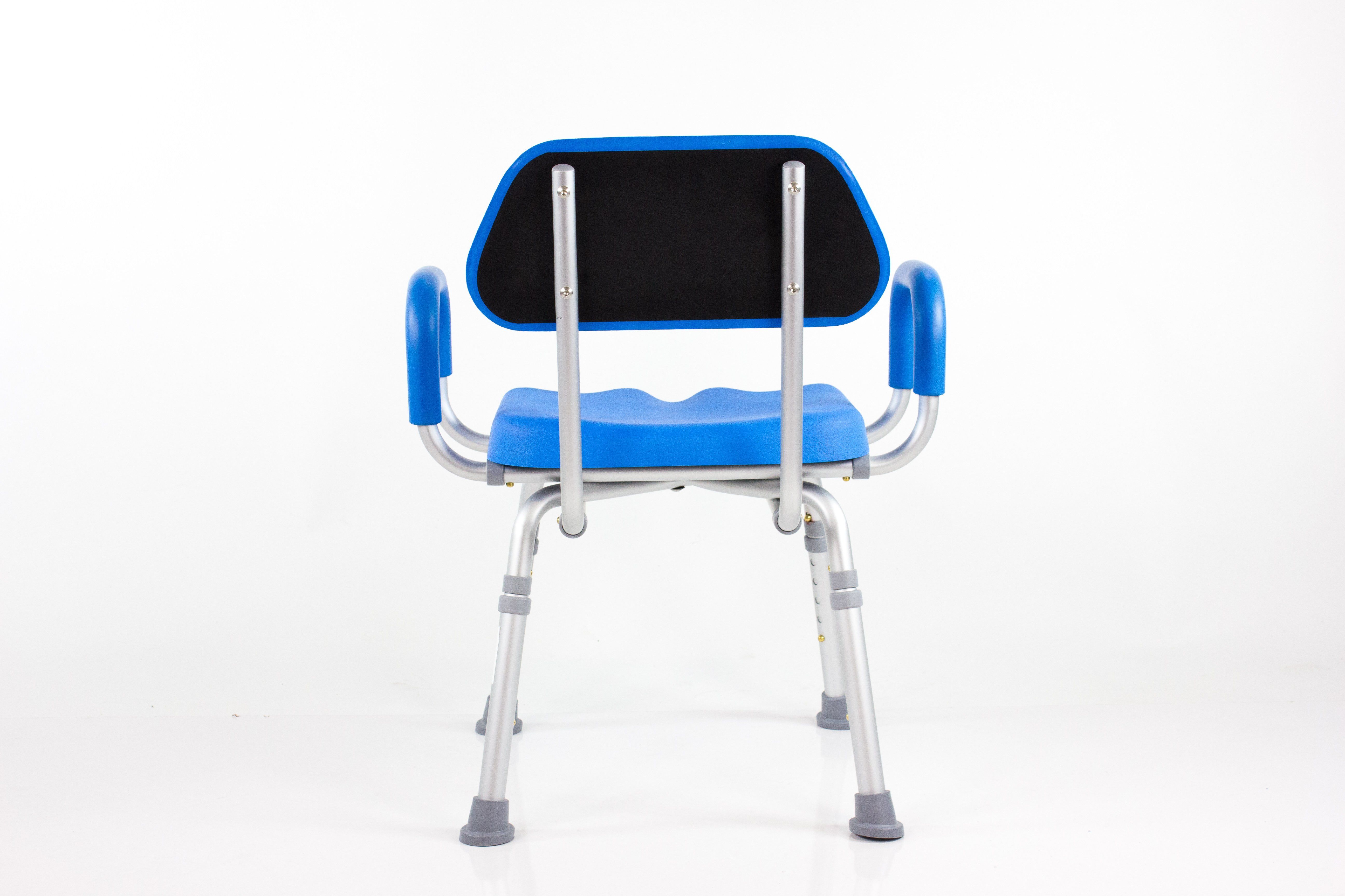 ComfortAble™ Deluxe Padded Bath Shower Chair with Armrests - Non-Slip & Adjustable Height for Elderly & Disabled Safety in Bathroom