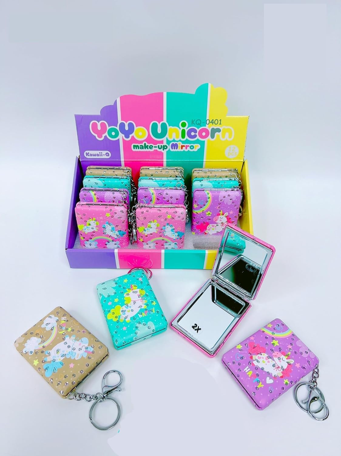 Portable Cute Small Metal Folding Pocket Makeup Mirror with Keychain - Compact Travel Mirror for Girls, Perfect Gift for Women & Teens - Ideal for Purse, Travel, School & On-the-Go Touch Ups