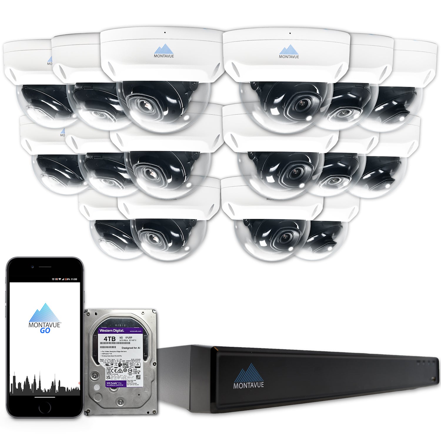 4MP 2K SMD+Dome Security Camera System with 16 Channel NVR & 4TB HDD - MTD4095 Package for 24/7 Home & Business Surveillance