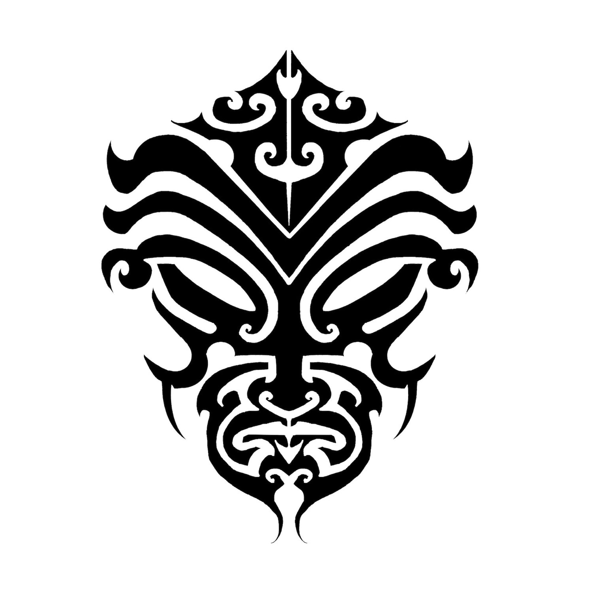 Maori Warrior Face Square Sticker - 3