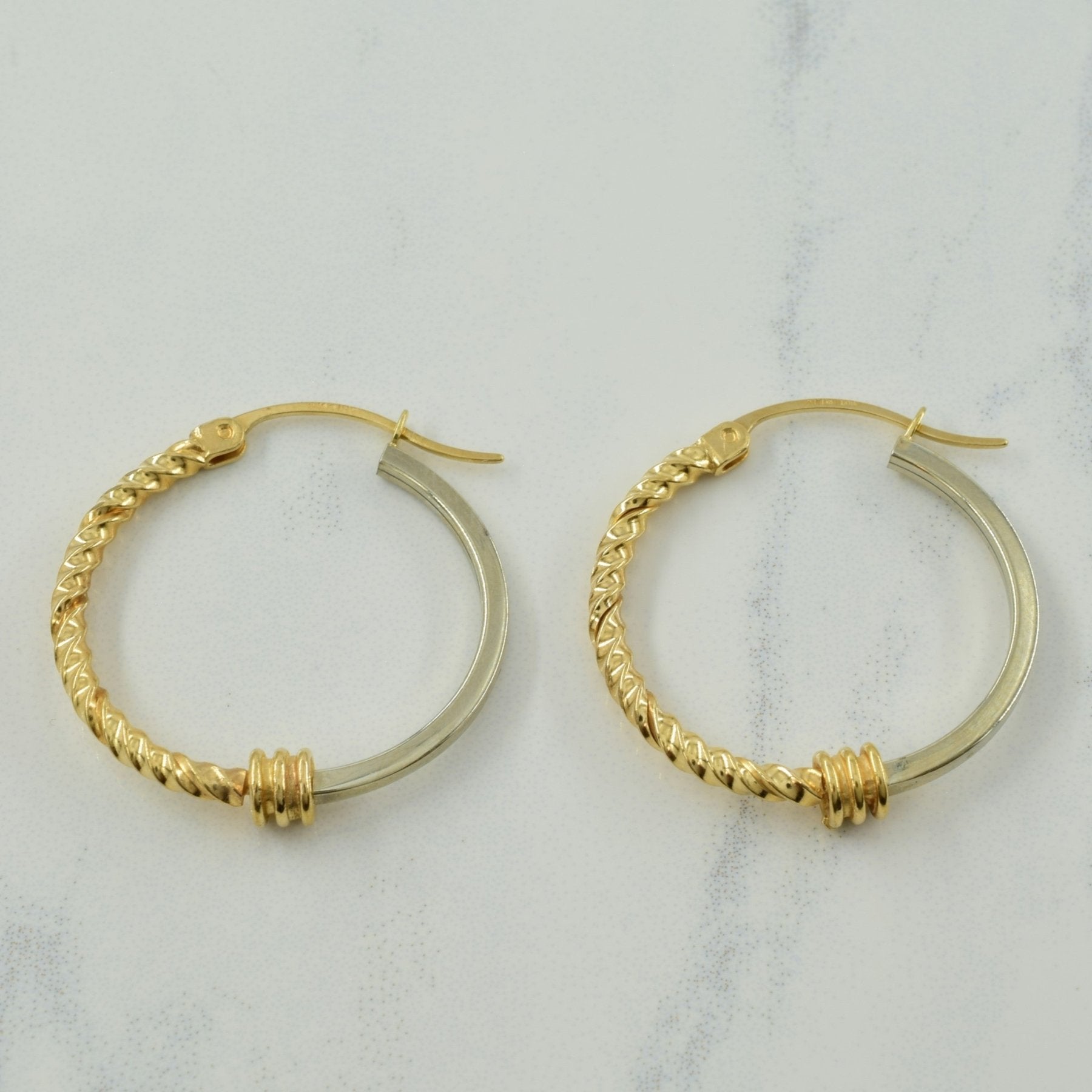 10K Two Tone Gold Hoop Earrings for Women - Classic Round Huggie Hoops for Everyday Wear & Special Occasions