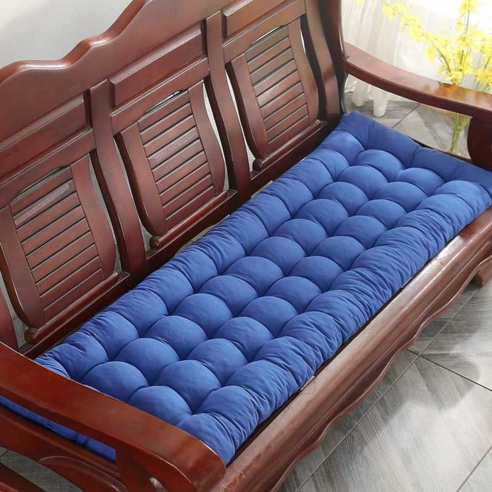 Premium Thick Bench Cushions with Ties - 55x16x8cm (22x6x33inch) Blue Indoor/Outdoor Chair Pads for Rocking Chairs, Dining Room & Garden Furniture - Waterproof & Comfortable for Patio, Deck, Porch & Backyard Relaxation