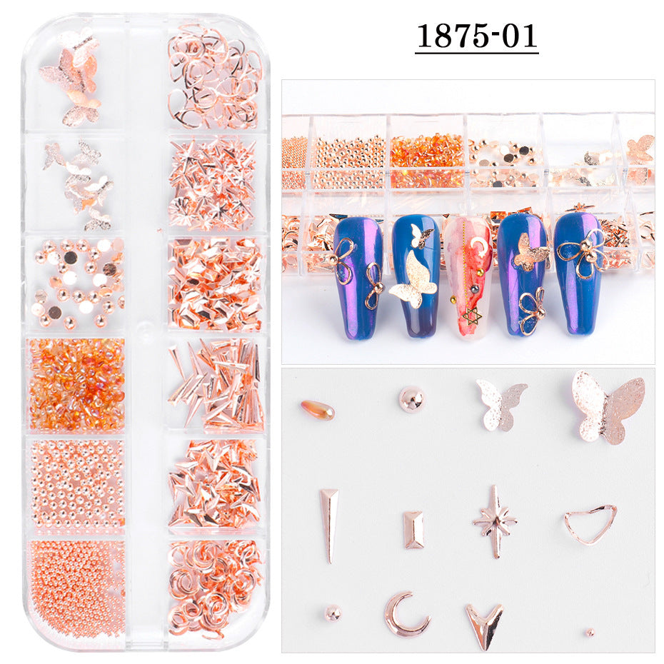 3D Mixed Style Nail Art Charm Decoration Tray - DIY Nail Design Accessories for Professional Salon & Home Manicure