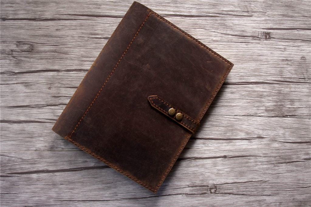 Premium Brown Leather 3-Ring Binder Folder for Office, School & Business - A4 Letter Size Organizer for Documents, Reports & Presentations