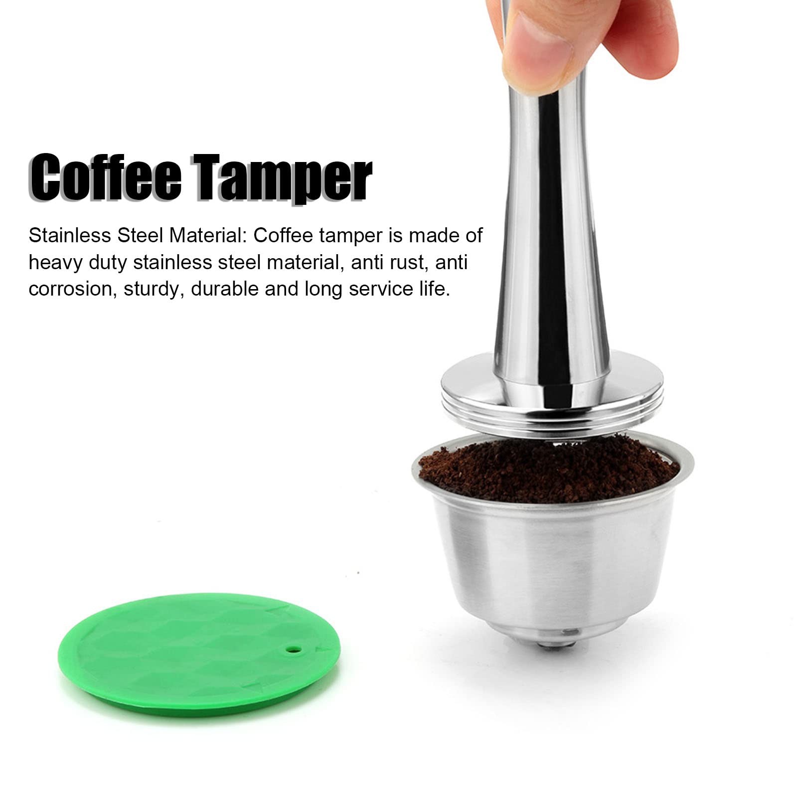 Premium Stainless Steel Coffee Powder Tamper - Heavy Duty Espresso Press Tool for Barista & Home Use | Safe, Durable & Ergonomic Design for Perfect Coffee Grounds | Ideal for Espresso Machines, French Press & Coffee Making