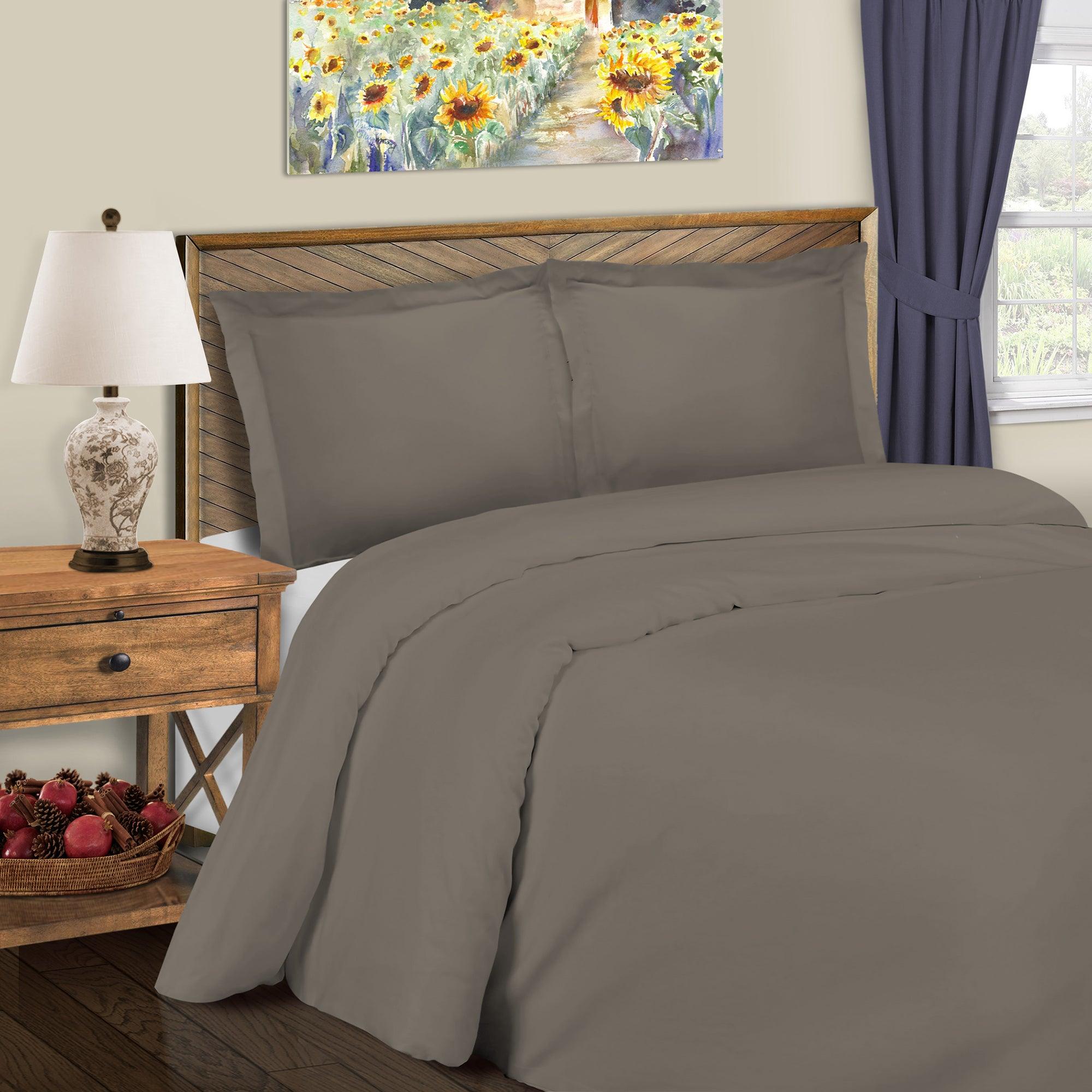 600 Thread Count Cotton Blend Solid Duvet Cover Set - King Size, Soft & Breathable Bedding Set for All Seasons - Perfect for Master Bedroom, Guest Room & Hotel Use