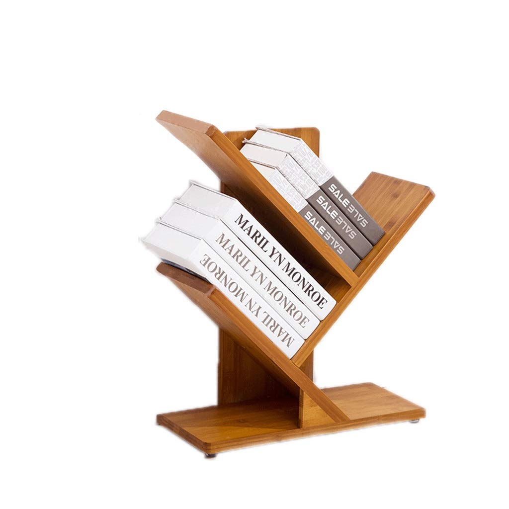 **Floor-to-Ceiling Bamboo Tree Bookshelf - 2-Tier Right Angle Design for Living Room, Bedroom & Office - Space-Saving Book Storage & Display Shelf for Home Decor**
