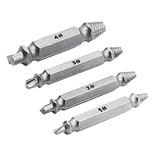 4PCS Double-Sided Drill Bit Screw Extractor Set - Broken Bolt & Stud Remover Tool for Damaged Screws (With Box) - Perfect for DIY Repairs, Automotive Maintenance & Home Improvement Projects