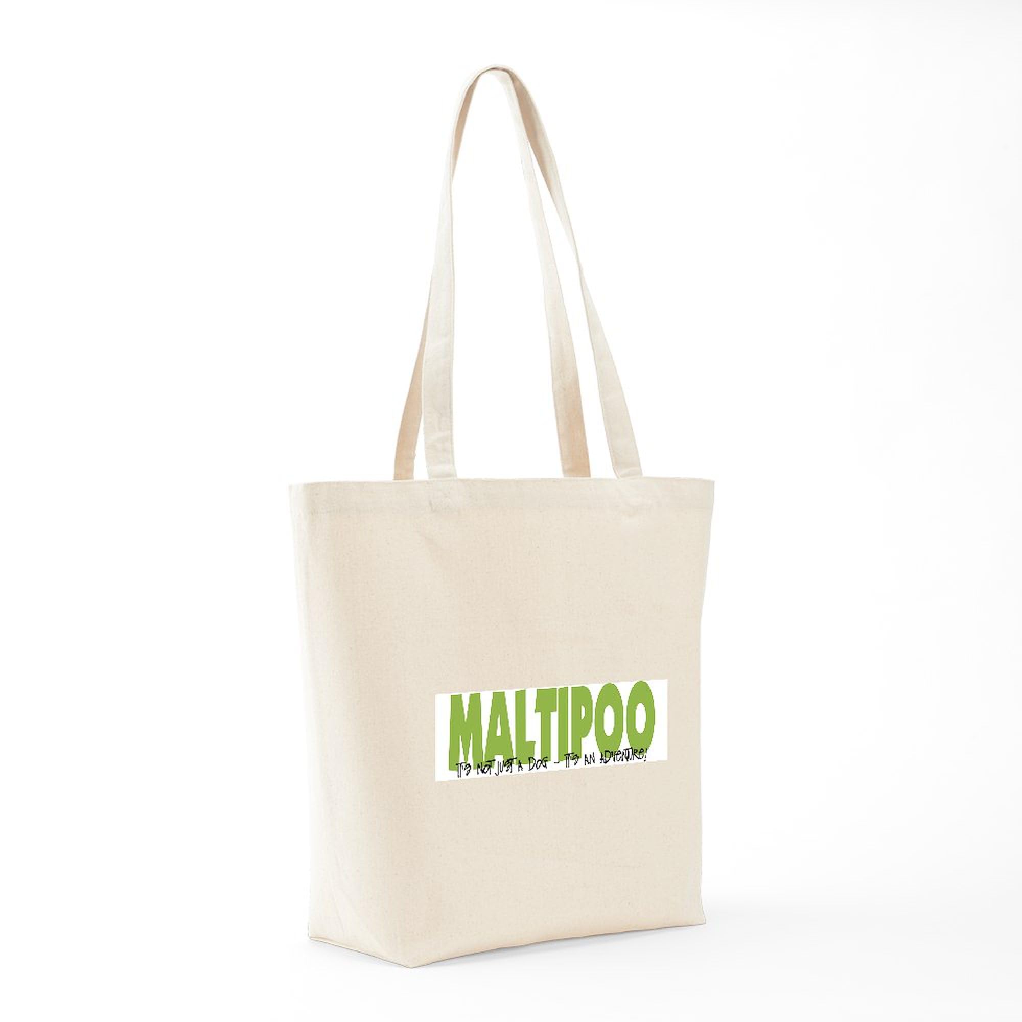 Premium Maltipoo Adventure Tote Bag - Natural Canvas Reusable Shopping Bag for Groceries, Beach & Daily Use
