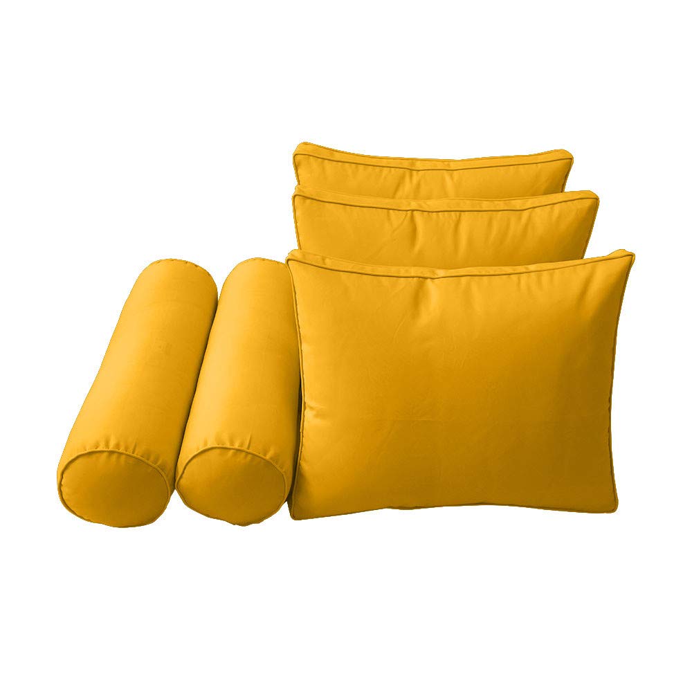 Prolinemax Queen Size Outdoor Style 3-Piece Daybed Set - Piped Trim Mattress Cover, Bolster Pillow & Fitted Sheet AD108 | Perfect for Patio, Sunroom, Poolside & Backyard Lounging
