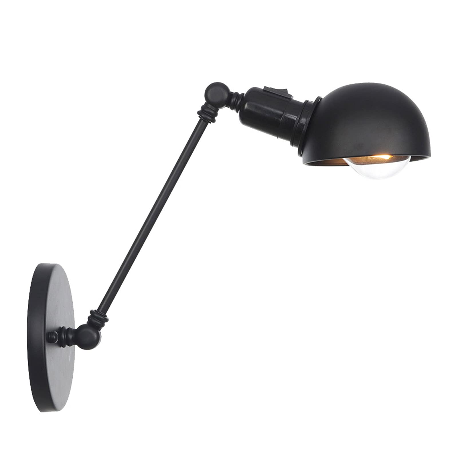 Vintage Adjustable LED Wall Sconce Light - Black Iron Retractable Arm with Switch for Indoor Lighting | Perfect for Restaurant, Living Room, Bedroom, Study & Office Decor