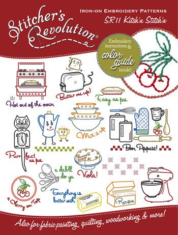 Stitcher's Revolution Kitch'n Stitch'n Iron On Transfer - Easy DIY Embroidery Designs for Home Decor & Craft Projects