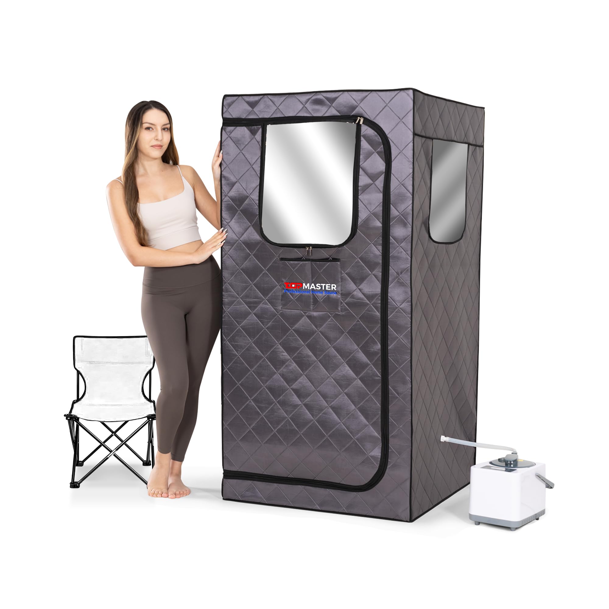 Full Size Portable Sauna for Home - Personal Steam Sauna with 3L 1000W Steam Generator, Folding Chair & Remote Control | Indoor Sauna Box for Relaxation, Detox & Weight Loss at Home