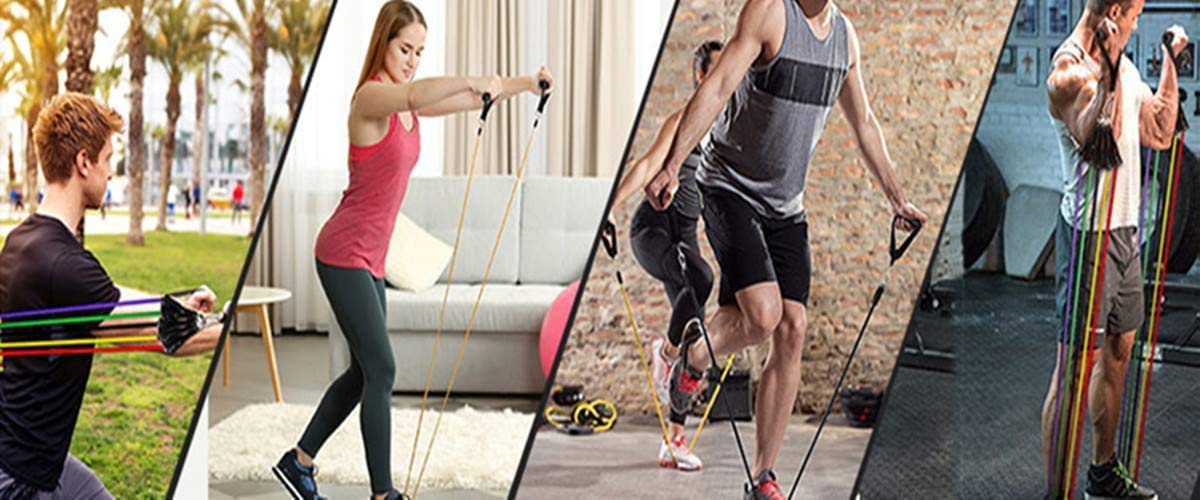 Premium Exercise Resistance Bands Set - Highly Elastic Workout Bands with Handles for Strength Training, Home Fitness, Yoga & Stretching | Ideal for Home Gym, Physical Therapy & Full Body Workouts